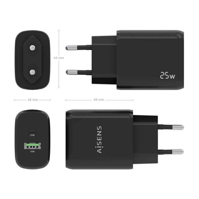 AISENS A110-0759 Ladegerät für Mobilgeräte Universal Schwarz AC Schnellladung Drinnen — Bild 4 von 5