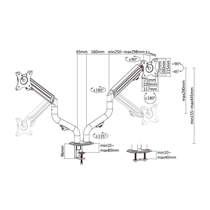 AISENS DT32TSR-141 Flachbildschirm-Tischhalterung 81,3 cm (32'') Tisch/Bank Schwarz — Bild 7 von 9