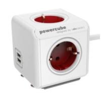 Allocacoc 1406RD/DEEUPC Verlängerungskabel 1,5 m 4 AC-Ausgänge Rot, Weiß