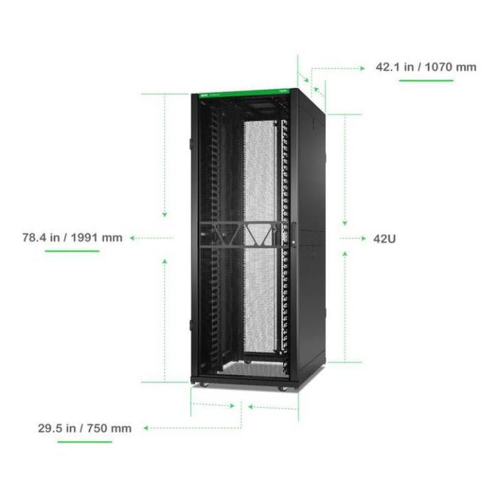 APC NetShelter SX Netzwerkgehäus, 42 HE, 1991H x 750W x 1070D mm, mit Seitenwänden, Schwarz — Bild 6 von 12