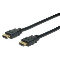 ASSMANN Electronic HDMI High Speed Anschlusskabel, Typ A St/St, 1.0m, m/Ethernet, Ultra HD 60p gold, sw