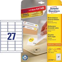 Avery Universal-Etiketten L4737REV-25 63,5x29,6mm weiß 25 Blatt