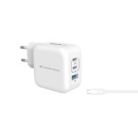 Conceptronic 3-Port 67W GaN USB-PD-Ladegerät mit USB-C-Ladekabel, USB-C x 2, USB-A x 1, QC 3.0, PPS