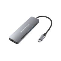 Conceptronic DONN Multifunktionaler 6-in-1 USB Adapter-Hub, HDMI, USB-C PD, 1 x USB 3.0, 1 x USB 2.0, SD/TF Kartenleser