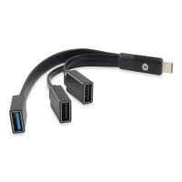 Conceptronic HUBBIES USB 3.1 Type-C zu 1-Port USB 3.0 + 2-Port-USB-2.0-Kabel-Hub, schwarz