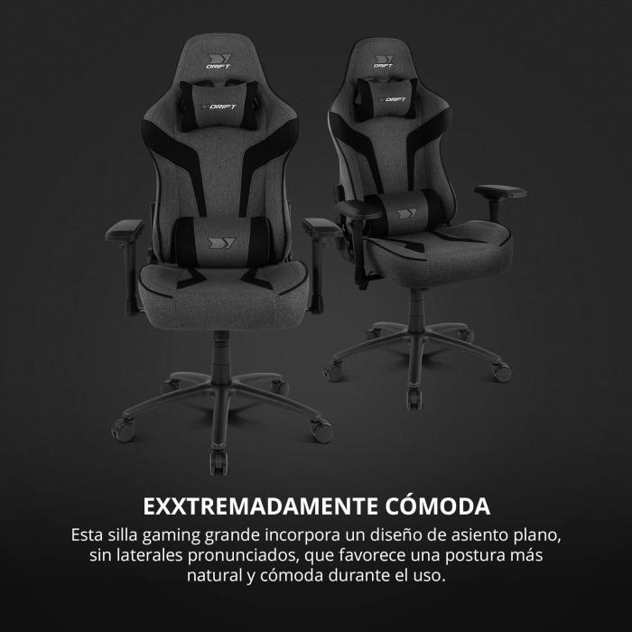 DRIFT DR90XXL Videospiel-Stuhl PC-Gamingstuhl Gepolsterter Sitz Grau, Schwarz — Bild 22 von 56