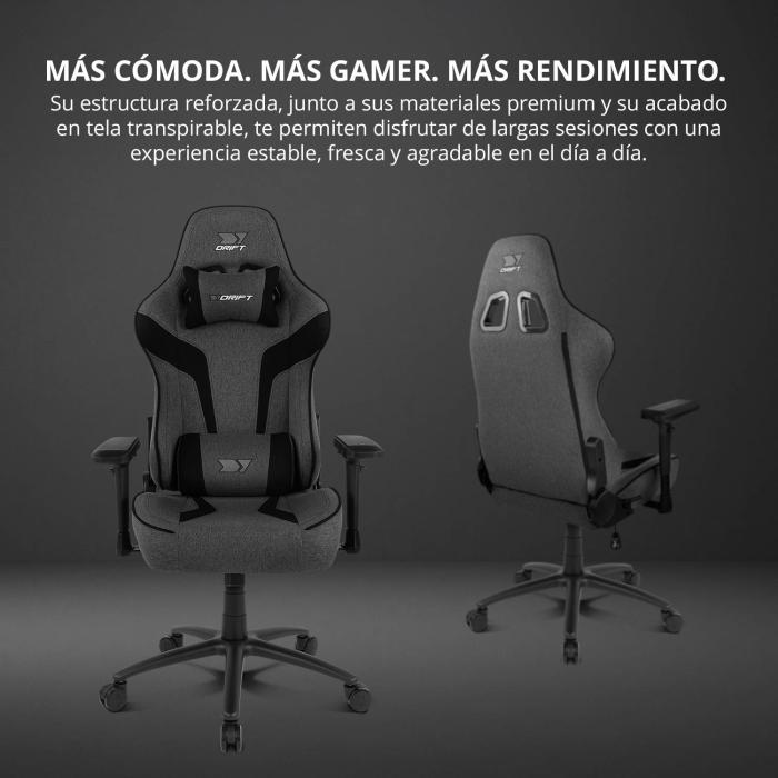 DRIFT DR90XXL Videospiel-Stuhl PC-Gamingstuhl Gepolsterter Sitz Grau, Schwarz — Bild 49 von 56