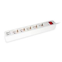 Equip 6fach Verteiler mit Schalter und 2fach USB-Lader, Mehrfachsteckdose Schuko