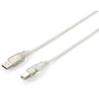 Equip USB 2.0 A auf B Kabel, 3.0m , M/M Transparent silver