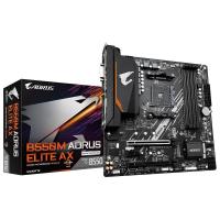 GIGABYTE B550M AORUS ELITE AX Mainboard – AMD Ryzen 5000 CPUs, 5+3 Phasen VRM, bis zu 4733 MHz DDR4, 1xPCIe 4.0 + 1xPCIe 3.0 M.2, Wi-Fi 6E, 1GbE LAN, USB 3.2 Gen 1
