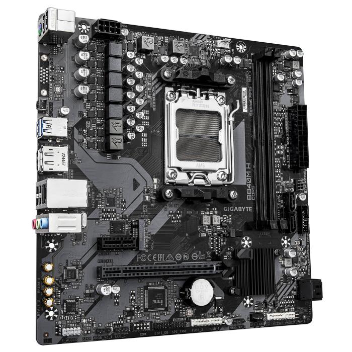 GIGABYTE B840M H Mainboard - AMD Ryzen 9000 CPUs, 5+2+2 Phasen VRM, bis zu 7200MHz DDR5 (O.C), 1xPCIe 4.0 M.2, 1GbE LAN, USB — Bild 3 von 8