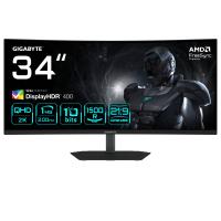 GIGABYTE G34WQC2 34” WQHD Curved Gaming-Monitor - 3440 x 1440, 1500R, 200Hz, 1ms, 450 cd/m², AMD FreeSync Premium, DisplayHDR 400, HDMI 2.0, Displayport 1.4