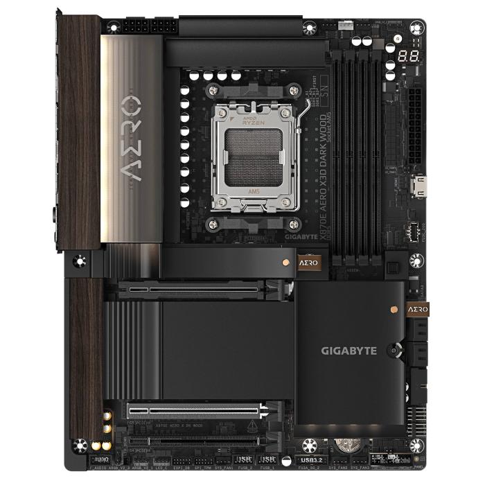 GIGABYTE X870E AERO X3D DARK WOOD Mainboard – Unterstützt AMD Ryzen 9000 CPUs, digitales 16+2+2-Phasen-VRM, bis zu 9000 Hz — Bild 9 von 14