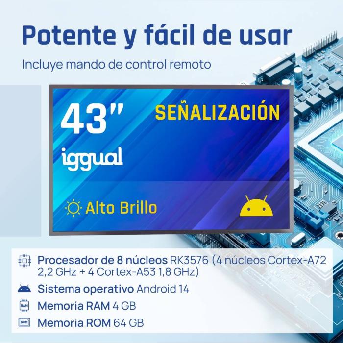 iggual IGG321157 Signage-Display Digital Signage Flachbildschirm 109,2 cm (43'') WLAN 1500 cd/m² 4K Ultra HD Schwarz — Bild 9 von 38