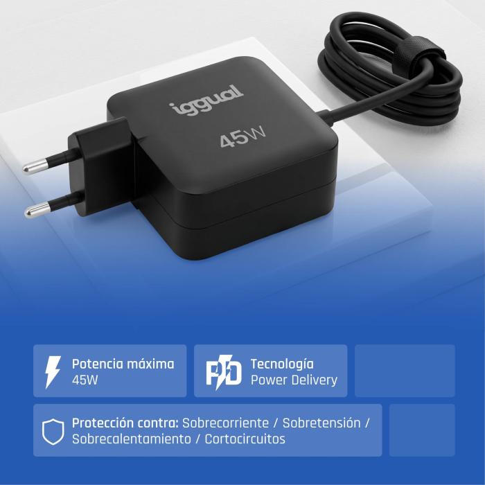 iggual IGG321270 Netzteil & Spannungsumwandler Drinnen 45 W Schwarz — Bild 3 von 12