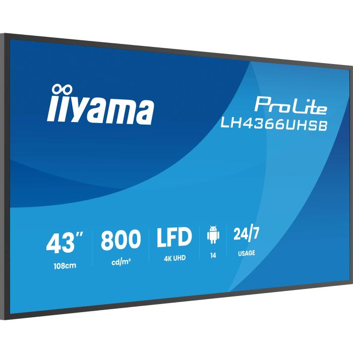 iiyama LH4366UHSB-B1AG Signage-Display Digital Signage Flachbildschirm 109,2 cm (43'') LCD WLAN 800 cd/m² 4K Ultra HD — Bild 3 von 26