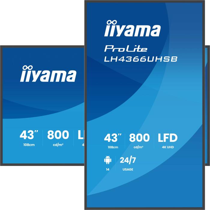 iiyama LH4366UHSB-B1AG Signage-Display Digital Signage Flachbildschirm 109,2 cm (43'') LCD WLAN 800 cd/m² 4K Ultra HD — Bild 5 von 26