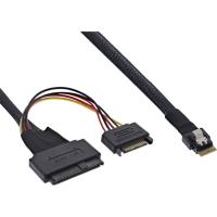 InLine Slim SAS Kabel, SFF-8654 zu U.2 SFF-8639 + SATA Strom, 24Gb/s, 0,5m