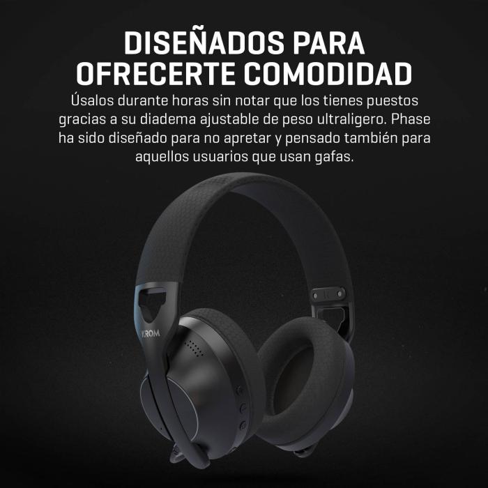 Krom Phase Kopfhörer Verkabelt & Kabellos Kopfband Gaming USB Typ-C Bluetooth Schwarz — Bild 11 von 30