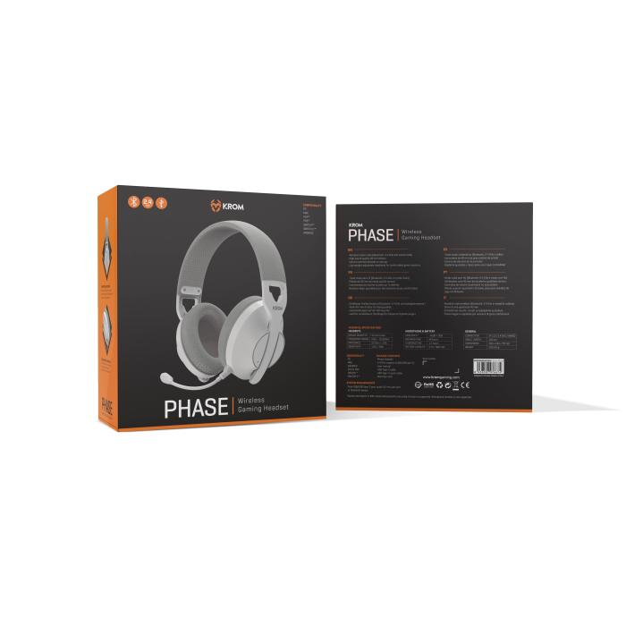 Krom Phase Kopfhörer Verkabelt & Kabellos Kopfband Gaming USB Typ-C Bluetooth Weiß — Bild 8 von 30
