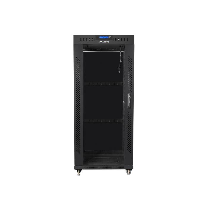 Lanberg free standing rack 19inch cabinet 27U 600x600 glass door LCD flat pack black Freistehendes Gestell — Bild 2 von 5