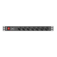 Lanberg PDU-07F-0200-IEC-BK Stromverteilereinheit (PDU) 7 AC-Ausgänge 1U Schwarz