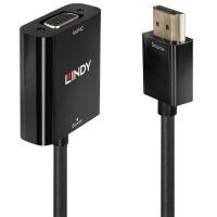 Lindy 38291 Videokabel-Adapter 0,1 m HDMI Typ A (Standard) VGA (D-Sub) Schwarz