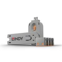Lindy 40453 Schnittstellenblockierung Schnittstellenblockierung + Schlüssel USB Typ-A Orange Acrylnitril-Butadien-Styrol (ABS) 5 Stück(e)