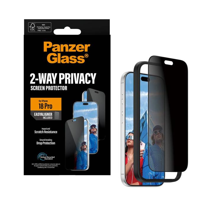 PanzerGlass ® 2-Way Privacy Displayschutz iPhone 18 Pro | Ultra-Wide Fit m. EasyAligner — Bild 6 von 14
