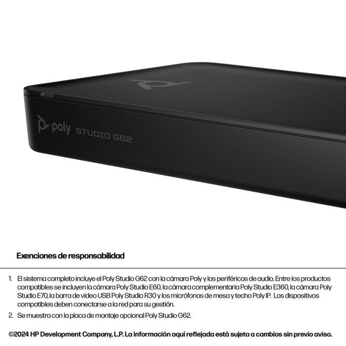 Poly Studio G62 Videokonferenzsystem mit Halterungsplatten-Kit Kein Netzkabel TAA — Bild 3 von 30