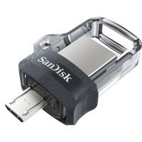 SanDisk Ultra Dual m3.0 USB-Stick 32 GB USB Type-A / Micro-USB 3.2 Gen 1 (3.1 Gen 1) Schwarz, Silber, Transparent