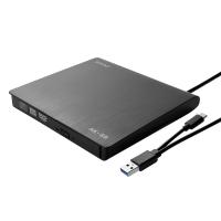 Savio AK-59 External slim CD/DVD Recorder R/RW - USB-C/USB-A black Optisches Laufwerk DVD±RW Schwarz