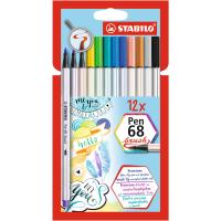 STABILO Pen 68 Brush Filzstift Fettdruck Mehrfarbig 12 Stück(e)