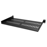 StarTech.com 1HE Regalboden für Racks - Universale Belüftete Freitragende Fachboden für 19'' Netzwerkschränke und Racks, Tragkraft 20kg - Schwerlastregal aus Stahl - 10'' Tief - Schwarz