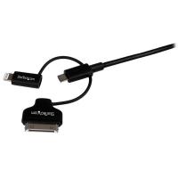 StarTech.com 1m 3-in-1-Ladekabel - Multi USB auf Lightning oder 30-poliges Dock oder Micro-USB für iPhone / iPad / iPod / Android - Apple MFi-zertifiziert - USB 2.0
