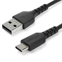 StarTech.com 1m USB-A zu USB-C-Schnellladekabel, Laden und Synchronisieren, 3A, USB 2.0, Schwarz, TPE-Mantel mit Aramidfaser - Robustes USB Ladekabel