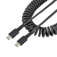 StarTech.com 1m USB-C-Schnellladekabel, Laden und Synchronisieren, 3A, USB 2.0, TPE-Mantel mit Aramidfaser - Robustes USB C Spiral Ladekabel