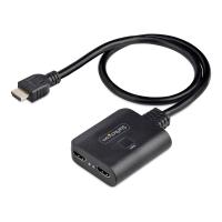 StarTech.com 2-Port HDMI Splitter 4K 60Hz, HDMI 2.0 Video, 4K HDMI Splitter 1In 2Out, 1x2 HDMI Verteiler 4k, HDR/HDCP, Dual HDMI Splitter, 50 cm Integriertes HDMI Kabel, Scaler