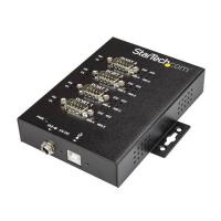 StarTech.com 4 Port Serieller Hub, USB auf RS232/RS485/RS422 Adapter - Industrieller USB 2.0 auf DB9 Konverter Hub - IP30 Schutzklasse - Hutschienenmontierbar, 15kV ESD Schutz