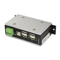 StarTech.com 4 Port USB 2.0 Hub - Industrial USB-A Hub aus Metall (4x USB-A) mit ESD- und Überspannungsschutz - Erweiterte Betriebstemperatur 4 bis 85 &deg; C - Hutschiene/Wand/Schreibtisch montierbar - USB Expander Hub