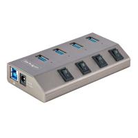 StarTech.com 4-Port USB 3.0 Hub Mit Netzteil Und Individuellen Ein/Aus Schaltern, USB-C/A 3.1 Auf 4x USB-A, 5Gbit/s USB Splitter/Verteiler Mit Eigener Stromversorgung