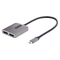 StarTech.com USB-C auf Dual DisplayPort 1.4 Adapter, USB-C Multi-Monitor MST Hub, Dual 5K 60Hz DP Laptop Display Extender / Splitter, HDR, extra langes integriertes Kabel - nur Windows