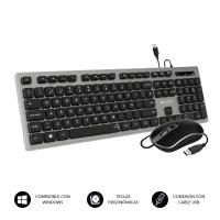SUBBLIM SUBKBC-CEKE50 Tastatur Maus enthalten Universal USB QWERTY Spanisch Schwarz, Grau