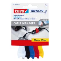 TESA On & Off Kabelbinder Schwarz, Blau, Rot, Weiß, Gelb 5 Stück(e)