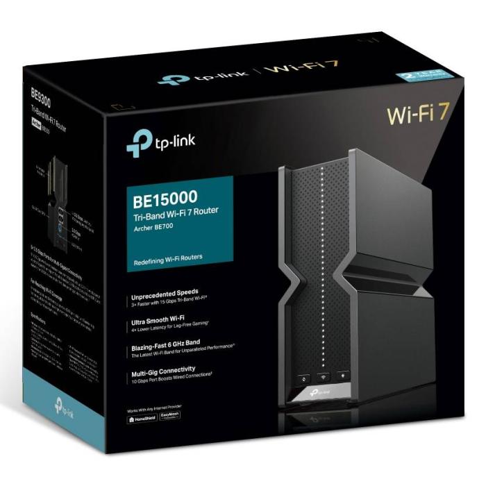 TP-Link Archer BE700 WLAN-Router Multi-Gigabit Ethernet Tri-Band (2,4 GHz/5 GHz/6 GHz) Schwarz — Bild 4 von 12