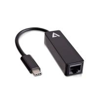 V7 USB-Videoadapter USB-C (m) auf RJ45 (f), schwarz
