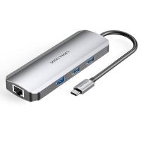 Vention TOKHB laptop-dockingstation & portreplikator Kabelgebunden USB 3.2 Gen 1 (3.1 Gen 1) Type-C Silber