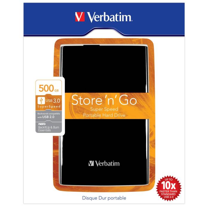 Verbatim Store 'n' Go USB 3.0 tragbare Festplatte 500 GB Farbe Schwarz — Bild 2 von 2