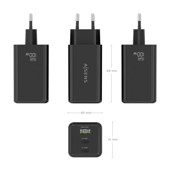 AISENS ASCH-100W3P052-BK mobile device charger Universal Black AC Fast charging Indoor — image 11 of 14