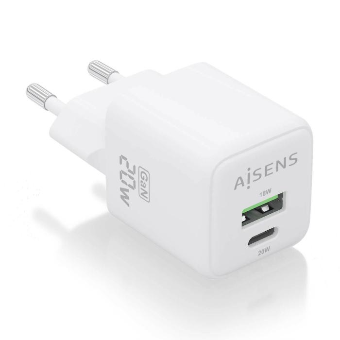 AISENS ASCH-20W2P010-W mobile device charger Universal White AC Fast charging Indoor